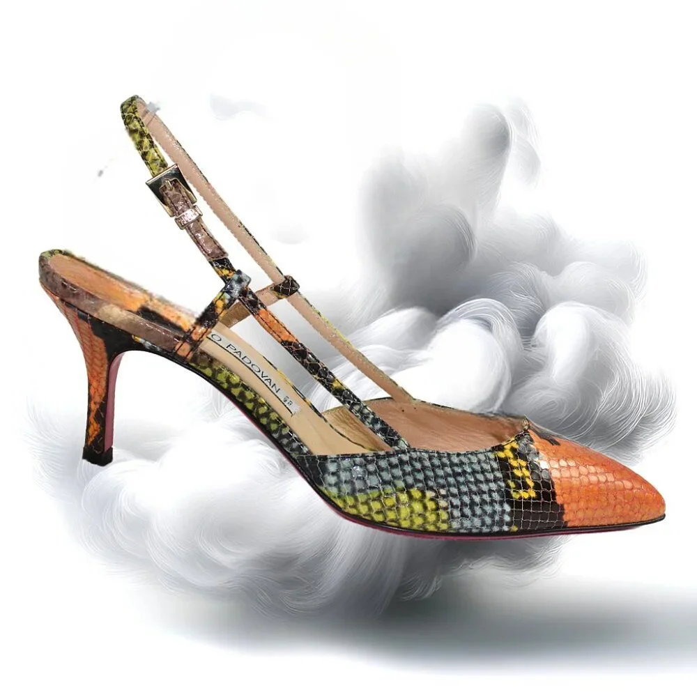 Luciano Padovan Multicolor Snakeskin Slingback Closed Toe Pumps Size 36 (US 6)